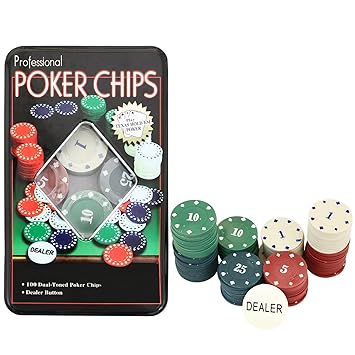 Webby Poker Chip Denomination Toy Set with Aluminum Carrying Case 100 Pcs