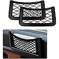Hirificing 2PCS Car Mesh Storage Bag Cargo Glide Net Debris Storage Pocket, 5.9" x 3.14" Multi-Functional Self-Adhesive Seat Back Net Pocket Seat Organizer Framed Mesh Boat Ceiling Cargo Net Pocket