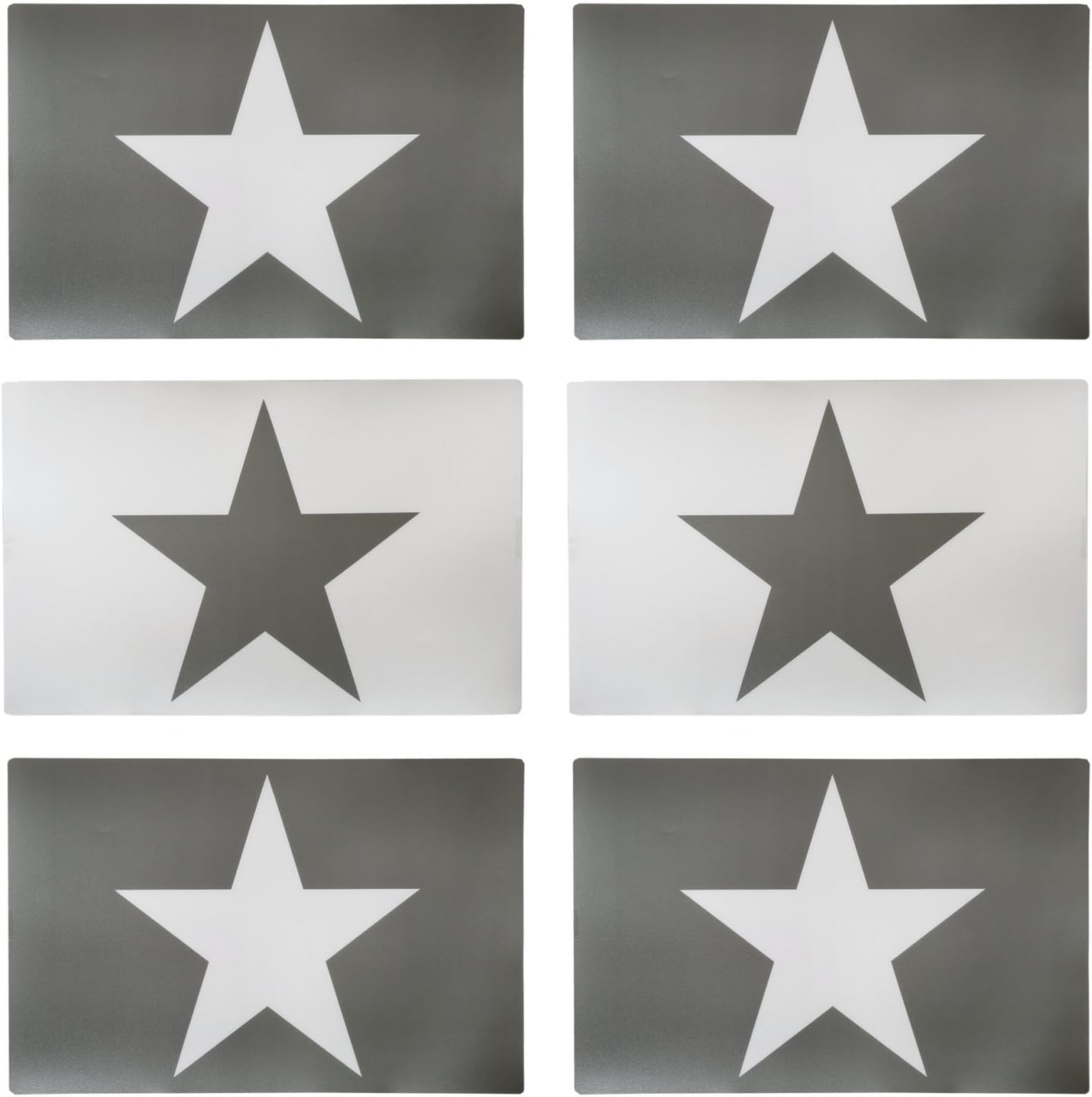 Set of 6 Star Place Mats 44 x 30 cm in Grey and White