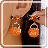 Gmai Halloween Pumpkin Pendant Earrings Orange Gold Low Allergy Alloy Candy Charm Ghost Autumn Women Halloween Cute Jewelry