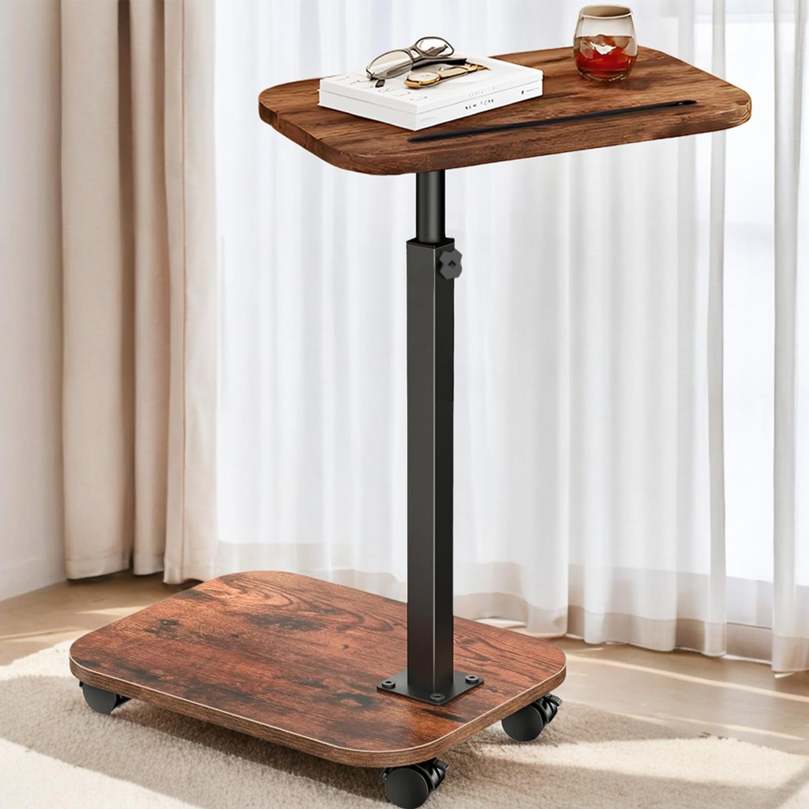Photo 1 of ****MISSING PARTS, NO REFUNDS****
Scienraise Sofa Tray Table for Couch, Adjustable C Table with Wheels, 360° Swivel TV Tray Table for Small Spaces, Slide-Under Design for Living Room, Bedroom, and Bed