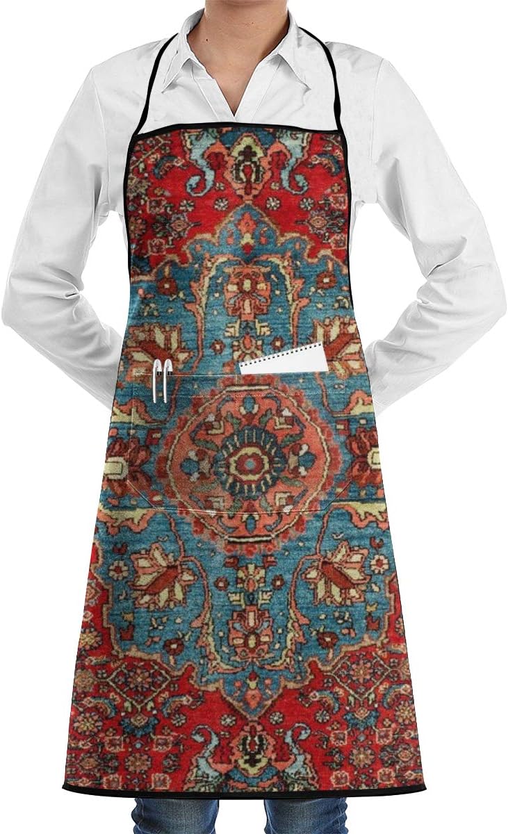 GDSJHVJNK Antique Kurdish North West Persian Rug Pocket 100% Polyester (Polyester) Apron Men and Women Adjustable Tie Durable Kitchen Cooking Baking Barbecue