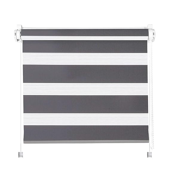 TODAMI Duo-Rollo Klemmfix Schnellmontage ohne/mit Bohren Doppelrollo Jalousie 100x170 cm (BxL) Grau