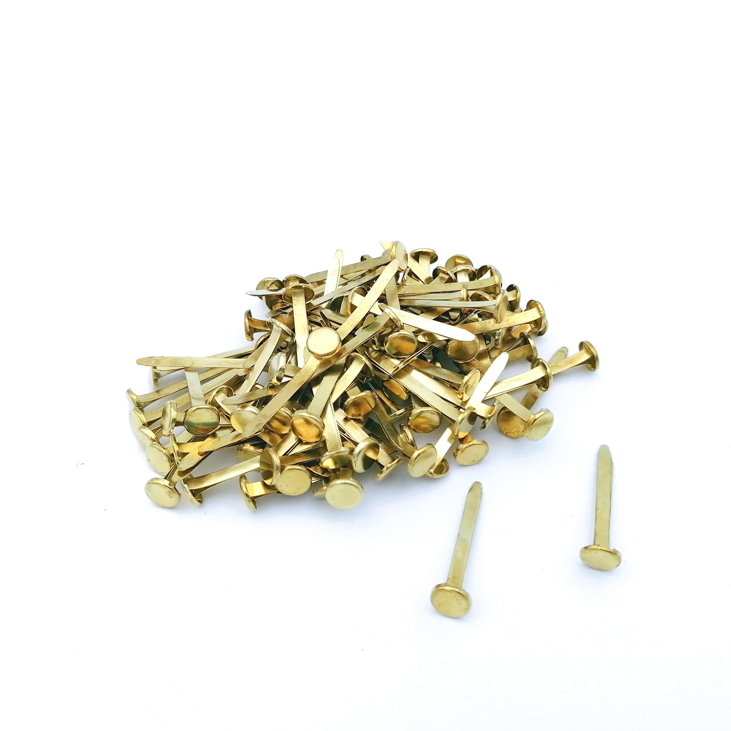 Alevar Brass-Plated Brass Brads, N7 - 32 mm, Box of 100, Gold, Doorstop
