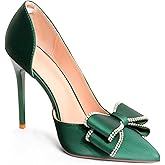 ANN CREEK Women's Pumps High Heel Pointed Closed Toe Stiletto Heels for Women Bow Heeled Pumps Shoes Satin D'Orsay Wedding Prom Evening Dressy