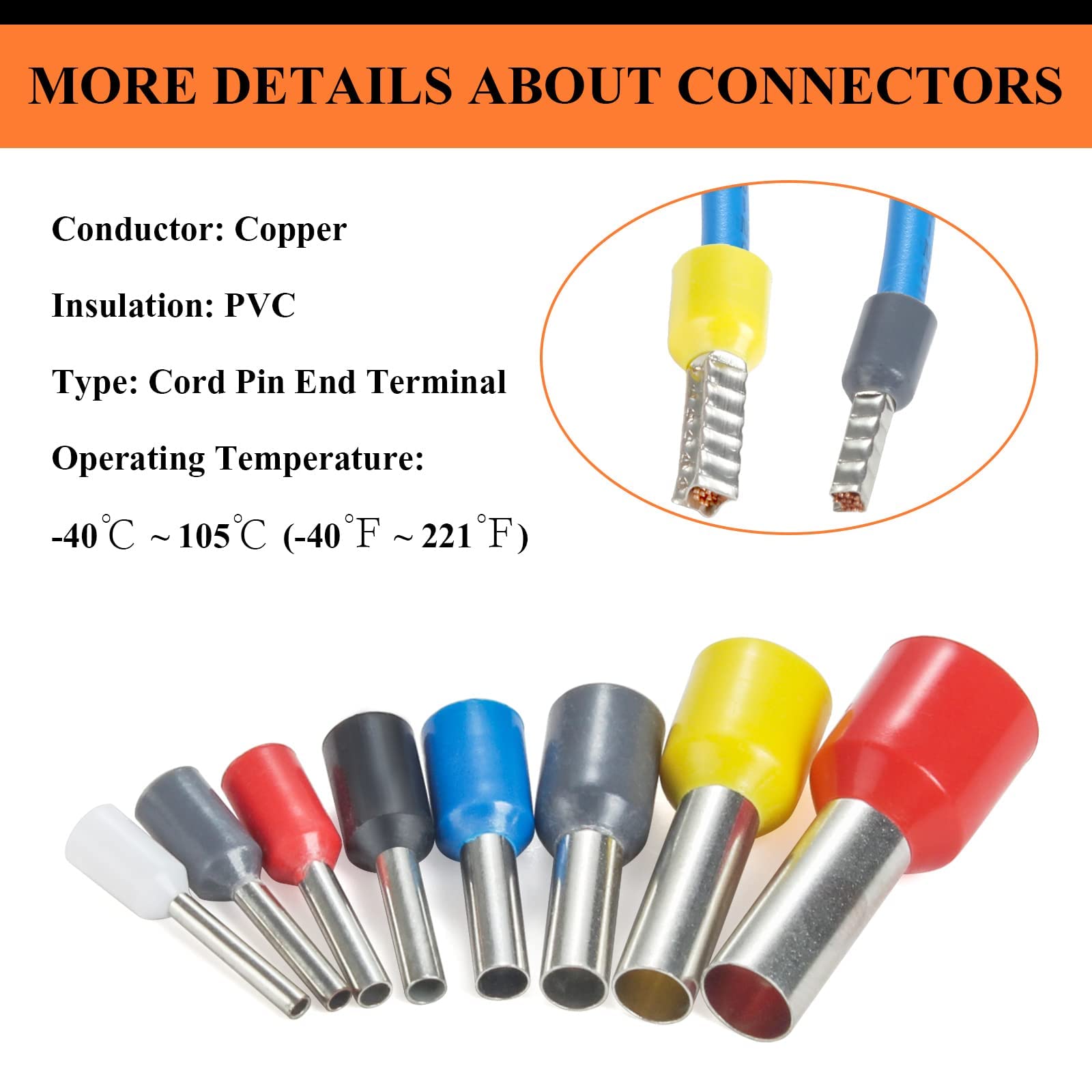 thumbnail image 2 of 440/390x Wire Ferrules Kit – Copper Crimp Terminals Pin Connector Assortment 2 of 3