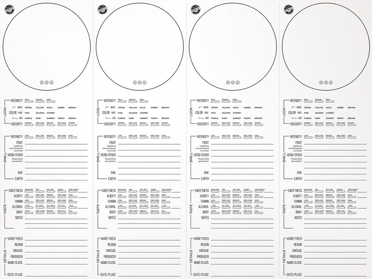Wine FollyWine Tasting Notes Placemats Print 20-Pack (12" x 16")