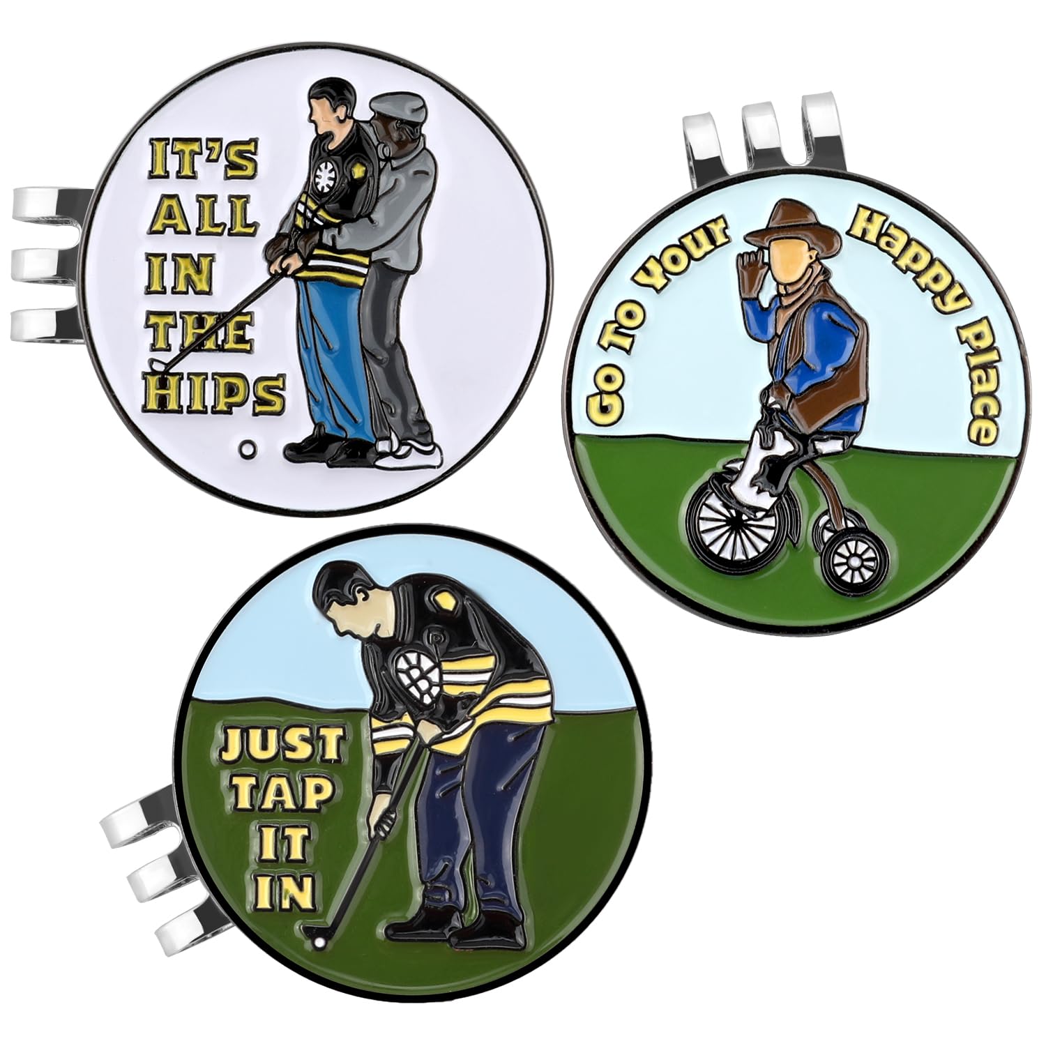 LUTER 3pcs Golf Ball Marker with Magnetic Hat Clip, Golf Ball Marker Clip Magnetic Ball Marker Funny Golf Ball Marker Tool for Men Women Golfers Sports Golf Accessories (C)