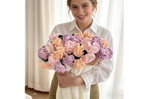 Carnation Flower Bouquet Blanket, Crochet Flower Bouquet Blanket, Soft Knitted Blankets with Flowers, Romantic Home Decoratio