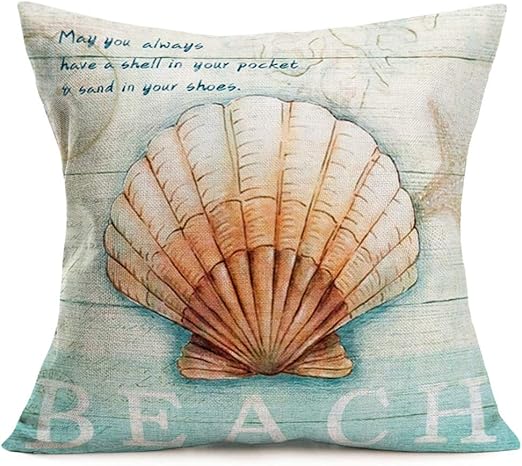 Amazon Com Smilyard Vintage Wood Seashell Throw Pillow Covers