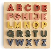 mushie Wooden Alphabet Puzzle | for Kids 3 Years+ | Preschool Educational Montessori Toys (26 pcs)