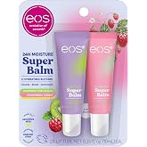 eos 24H Moisture Super Balm- Raspberry Kiwi &amp; Strawberry, 0.35 fl oz 2-Pack | Strawberry Sorbet &amp; Raspberry Kiwi Splash, Made with Rich, Hydrating Butters, Deeply Conditioning Lip Treatment