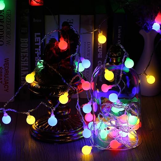 Globe Lichterkette Bunt, VegaHome 10M 100er LED Kugel Lichterkette Innen Außen 8 Modi Strombetrieben RGB Lichterkette für Wei
