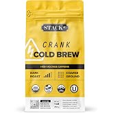 Organic Cold Brew Coffee Coarse Ground 1 LB - CRANK High Voltage Caffeine Dark Roast, Coarse Grind &ndash; By Stack Street