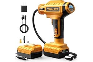 YOHOOLYO Tire Inflator Portable Air Compressor for Car Cordless Electric Air Pump for Car Tires Accessories Auto Stop Motorcycle Bicycle Balls Swmming Toys Digital Pressure Gauge LED Light P2B 150PSI