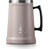 Ideus Insulated Beer Stein, 24/32oz Stainless Steel Double Walled Beer Mug Giant Bar Drinkware Metal Beer Cup with Big Grip Handle (Dusty Pink, 34oz (1,000ml))