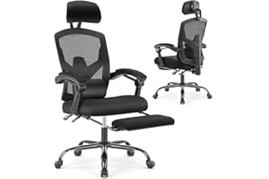 SWEETCRISPY Sweetcripy Office Computer Desk Chair, Ergonomic High-Back Mesh Rolling Work Swivel Chairs with Wheels, Comfortable Lumbar Support, Comfy Arms for Home, Gaming Room, Bedroom, Study, Student, Black