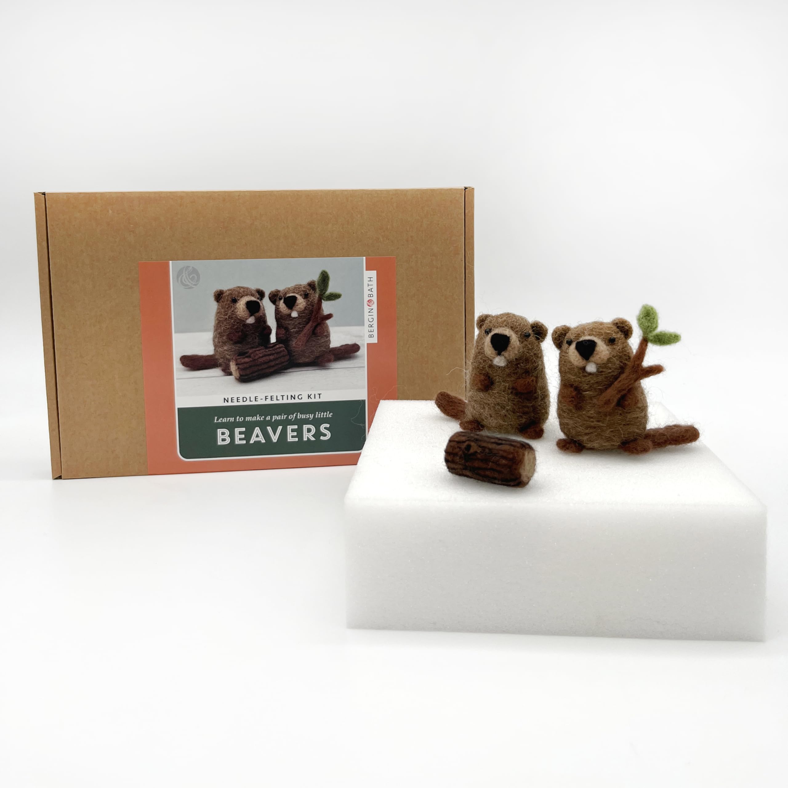 Bergin & Bath Needle Felting Kit Beavers. Learn How to Make a Pair of Busy Beavers with This Planet Friendly Craft kit for Adults and Teens. A Creative Gift idea. (with Felting Mat) — image 1