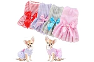 Dog Dress for Dog,Pet Cats Rabbit Bowknot Tutu Fancy Adorable Striped Mesh Dress Princess Petti Vest Doggie Dresses for Small