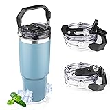 30oz Tumbler with Handle and Flip Straw Lid Double
