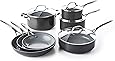 GreenPan Valencia Pro Hard Anodized Induction Safe Healthy Ceramic Nonstick, Cookware Pots and Pans Set, 11-Piece, Gray