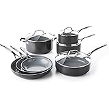 GreenPan Valencia Pro Hard Anodized Induction Safe Healthy Ceramic Nonstick, Cookware Pots and Pans Set, 11-Piece, Gray