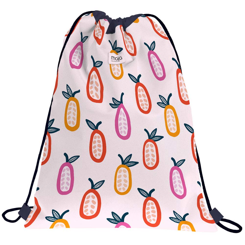 Grafoplás 37610506 Collection Maja Rönnbäck Backpack Bag with Strings and External Pocket, Blue, 36 x 47 cm