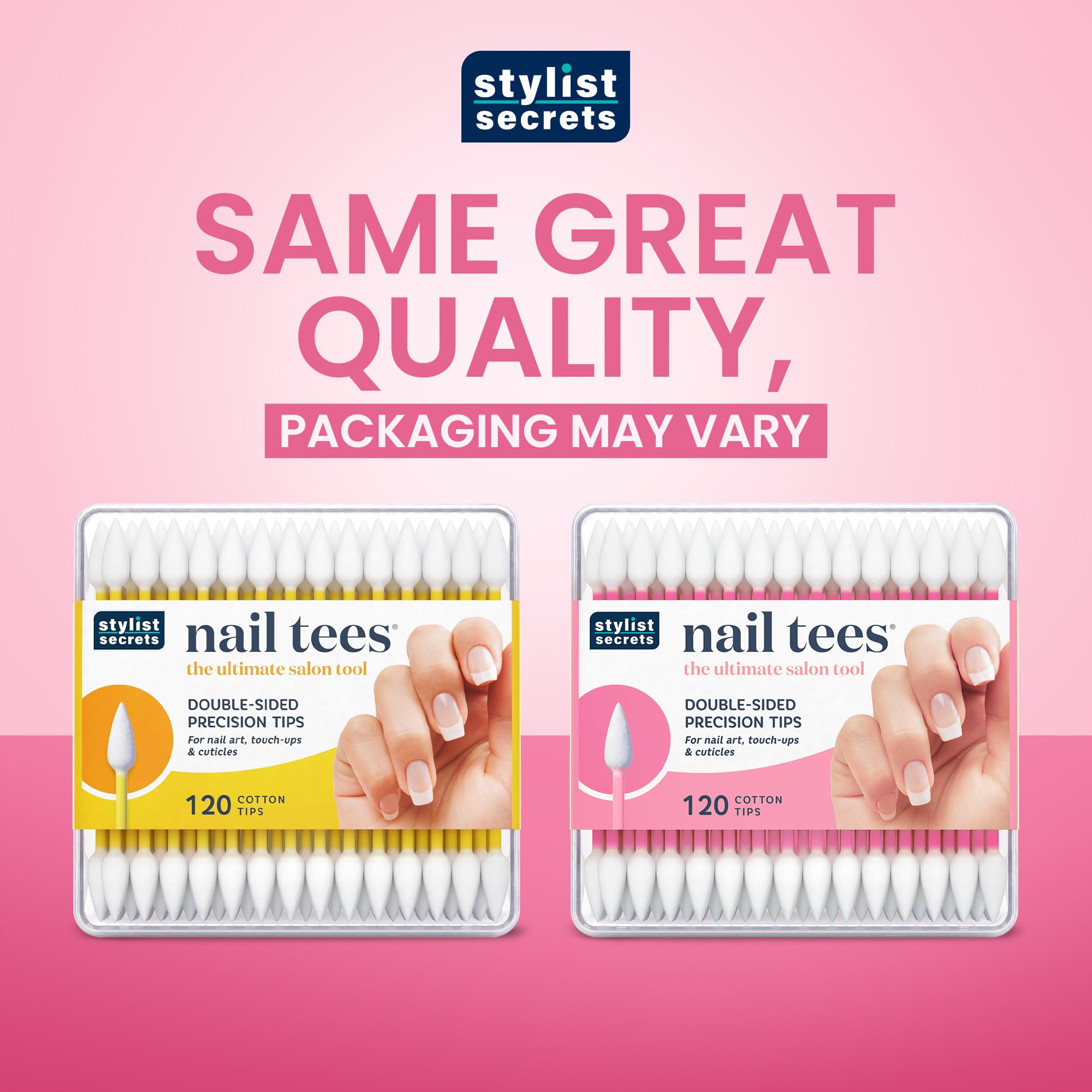 Fran Wilson NAIL TEES COTTON TIPS 120 Count (2 PACK) - The Ultimate Nail Tool, Multi-Purpose Double-sided Swabs with Pointed Ends for Precise Touch-ups and the Perfect At-Home Manicure & Pedicure