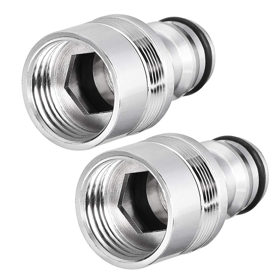 sourcing map Brass Garden Hose Quick Connector Nozzle Pipe Adapter 20mm Female Threaded 2pcs