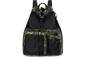 Lohol Mesh Drawstring Backpack with Shoe Bag, Durable Swimming String Sack with Handle for Sports Gym Yoga Beach Travel