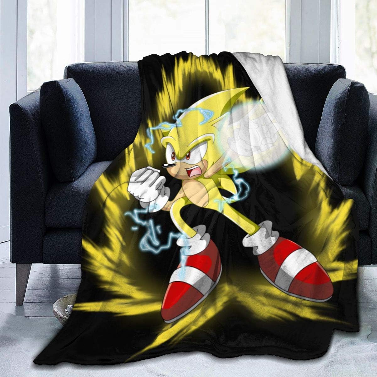 ONEFashion Son-ic The Hedgehog Super Son-ic Cartoon Micro Fleece Bed Blankets,Kids' Throw Blanket of Lightweight,Soft Luxury Warm Fuzzy Bedroom Blanket Plush Sheet for Bed Couch Living Room 50"x40"
