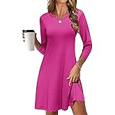MOLERANI Women's Casual Simple Long Sleeve T-Shirt Loose Dress