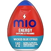 mio Energy Liquid Water Enhancer, Wicked Blue Citrus, 1.62 fl oz | 90 mg Caffeine per Serving for Energy, Control Caffeine &amp; Flavor with a Squeeze, a Portable Water Enhancer for On-the-Go