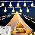 ZOUTOG 33FT 100 LED Battery Globe String Lights Operated with Remote 8 Modes,Waterproof Fairy Lights Warm White Outdoor or Indoor Connectable Hanging for Party Wedding Christmas Camping Bedroom