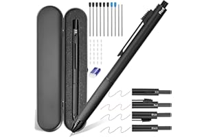 AUAUY 4 in 1 Multicolor Pen, Metal Cased Multifunction Pen, Gravity Sensor Multifunction Pens, 0.5mm 3 Color Ballpoint, 37 PCS Comes with Refill, Eraser, Metal Pens Case