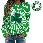 AEPTDEO St Patricks Day Sweatshirt for Women Irish Shamrock Pullover Shirts Tops Long Sleeve Crewneck Saint Patty's Shirt