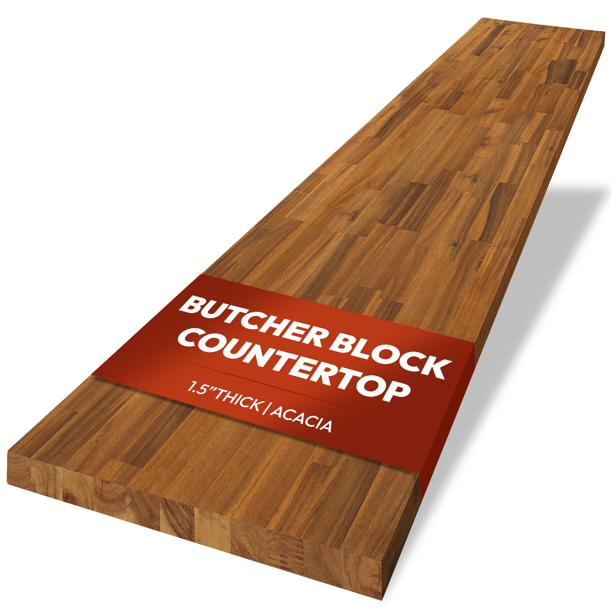 Photo 1 of Howizz Acacia Butcher Block Countertop 60 x 30 x 1.5 Inches, Teak Stain Solid Wood Table Top for Desk Top, Workbench Top, Kitchen Countertop