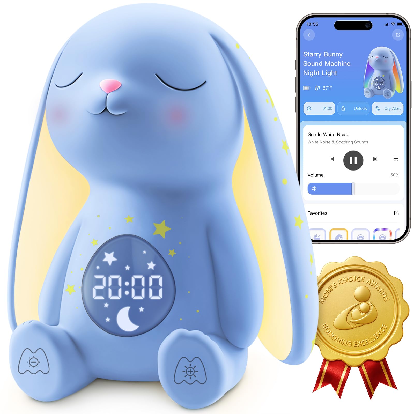 Photo 1 of 2025 Mom's Choice Awards | White Noise Sound Machine Baby with Night Light, Cry Detection,100 Soothing Sounds, App Control, 150% Battery Life, 50% Faster Sleep, Newborn Essentials