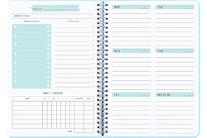 KAICN Undated Weekly Goals Notebook, A5 To Do List Planner with Spiral Binding, 5.7 x 8.0 inches