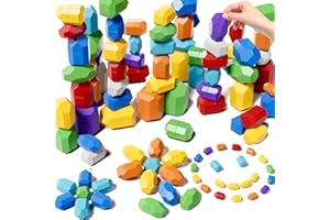 Lucky Doug 40 PCS Extra-Large Stacking Rocks Toys for Age 1-3 2-4, Safe Montessori Stacking Building Blocks Stones Toddlers Toys for 1 2 3 4 Year Old Boy Girl, Sensory Toys Gifts for Kids Age 1-2 2-4