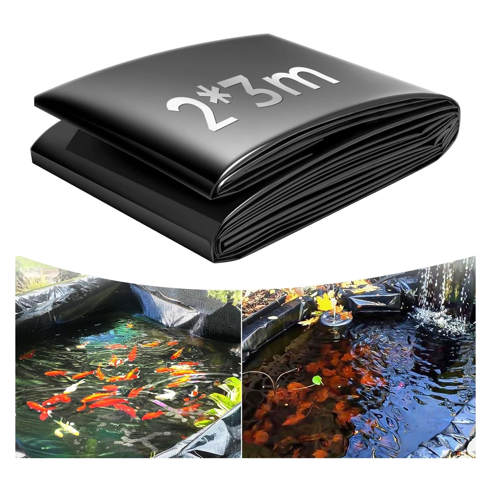 alouweekuky 2 x 3 m Pond Liner, 0.2 mm Thickness, Fish Pond Liner, Waterfall Pond Liner, Pond Tarpaulin for Garden Ponds, Pond Pools, Fountains