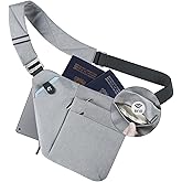 VADOO Anti-theft Sling Bag, RFID Blocking Crossbody Bag for Women and Men Lightweight Shoulder Chest Bag for Travel Sport, Grey 2.0, Large