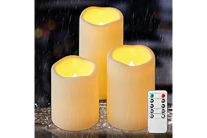 Flickering Flameless Candles, Battery Operated Candles with Remote and Cycling Timer Contorl, LED Pillar Candles Set of 3 (D3