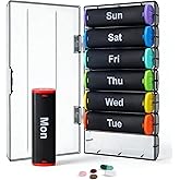 CAidRE Lockable Weekly Pill Organizer 2 Times a Day, 7 Day AM PM Large Pill Box - Dustproof Waterproof Travel Pill Case for Vitamins/Fish Oils/Capsules, BPA-Free Food-Grade ABS, Black