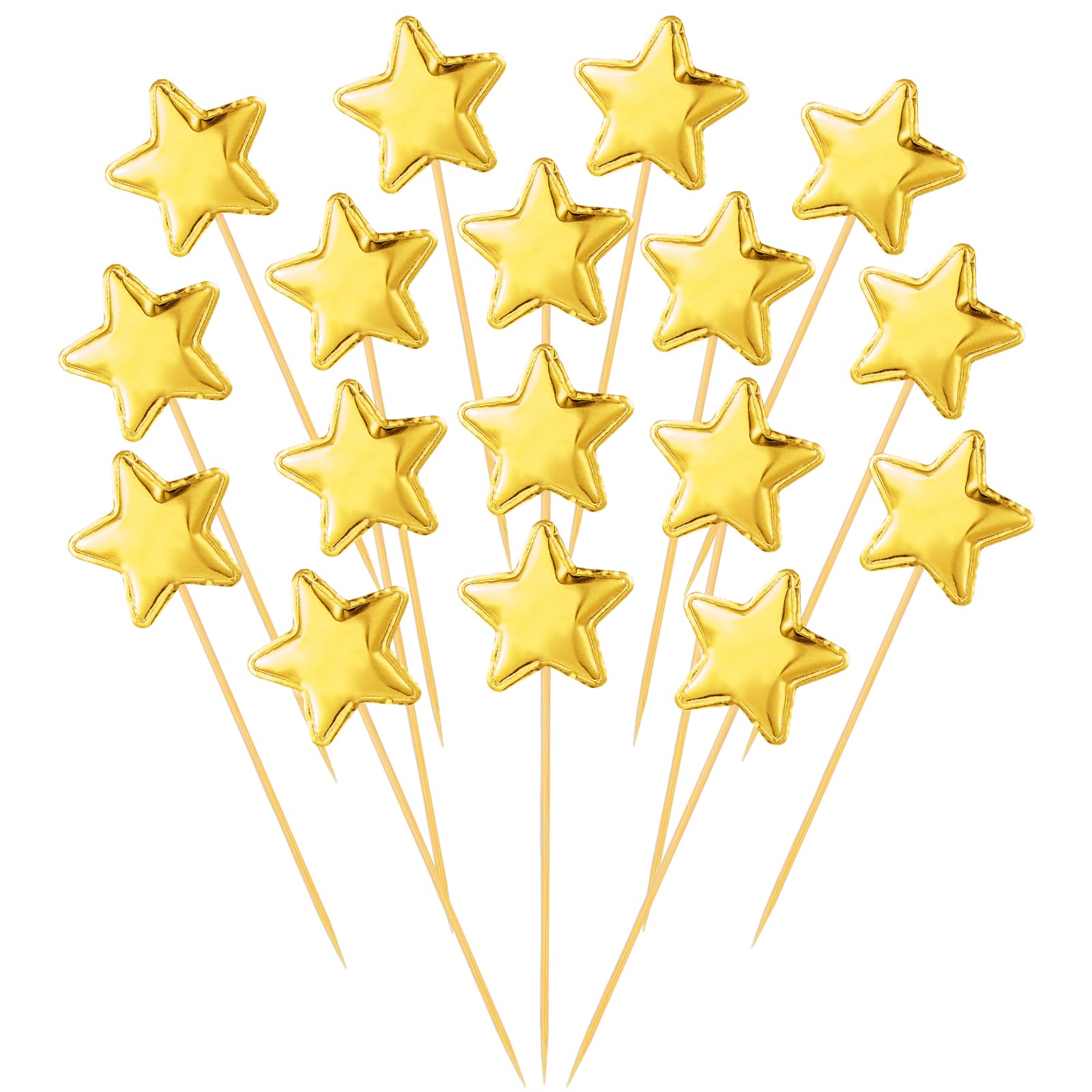 Photo 1 of 100 Pcs Star Cupcake Toppers, Star Cake Decorations, Gold Star Cake Topper, Cute Star Cupcake Topper Sticks for Birthday Parties Weddings Engagements Wedding Anniversaries,Gold