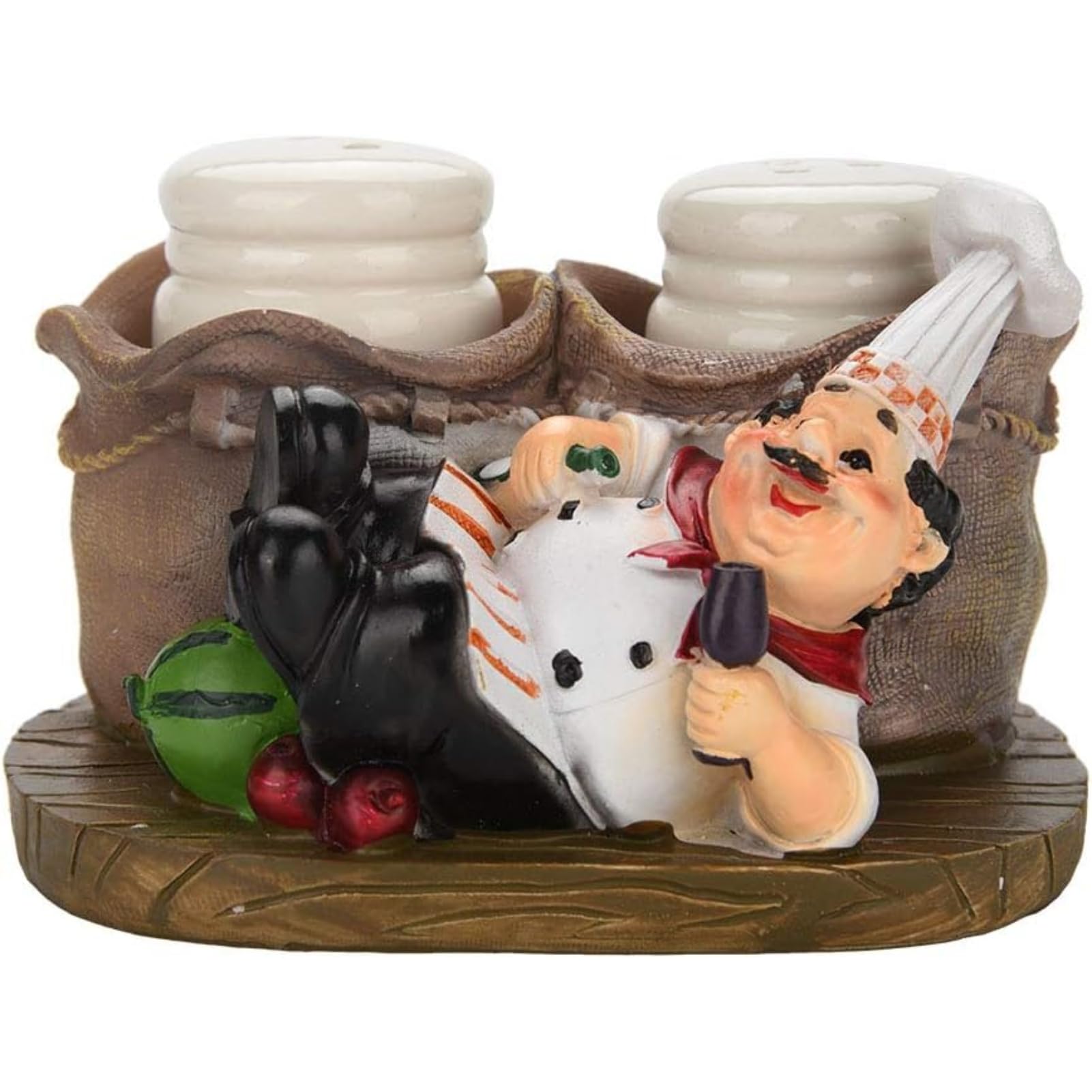 VIFER Chef Statue Salt Pepper Bottle Chef Figurine Resin Chef Ornaments for Kitchen Home Decor, Restaurant, Bakery
