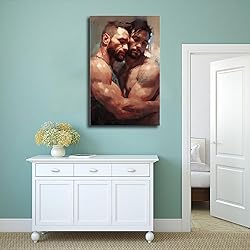 HMLZSJ Nude Muscle Male Torso Portrait Art Gay
