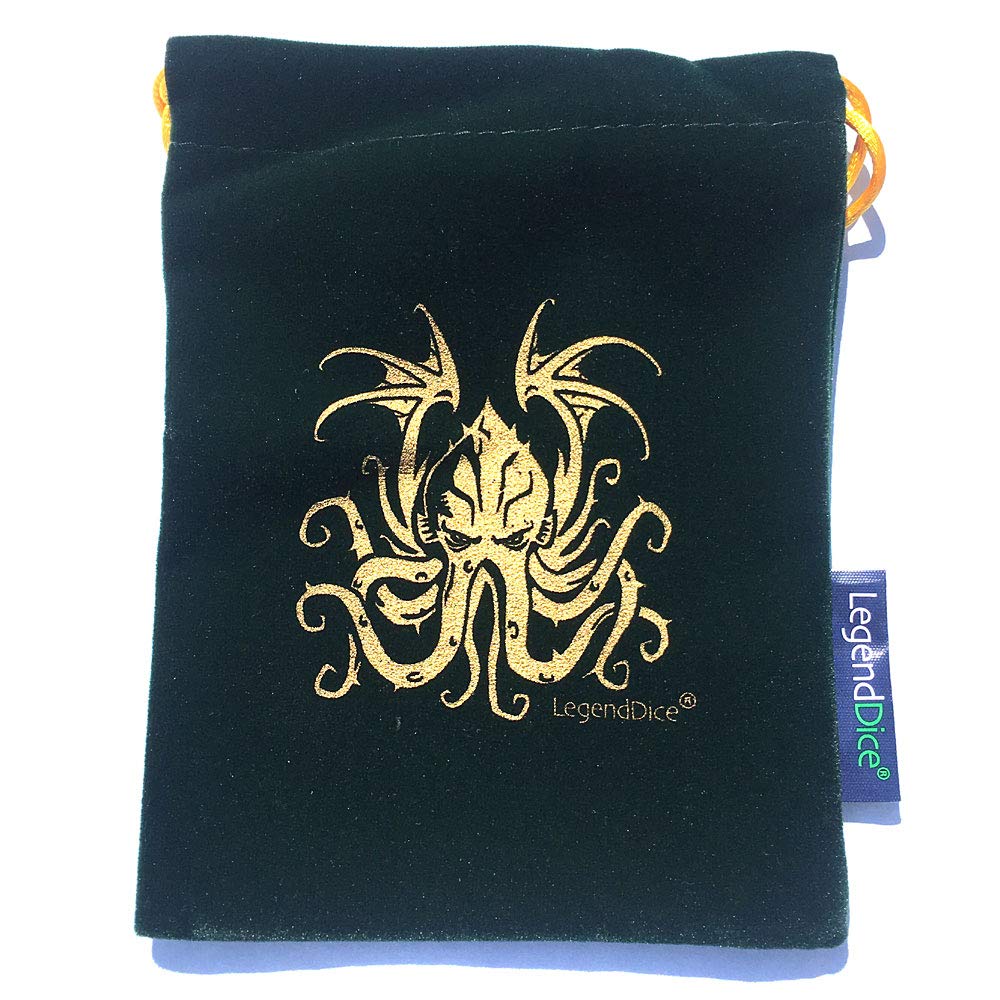 Cthulhu Dice Bag - Draw String dice Pouch for Roleplaying Dice (Green)