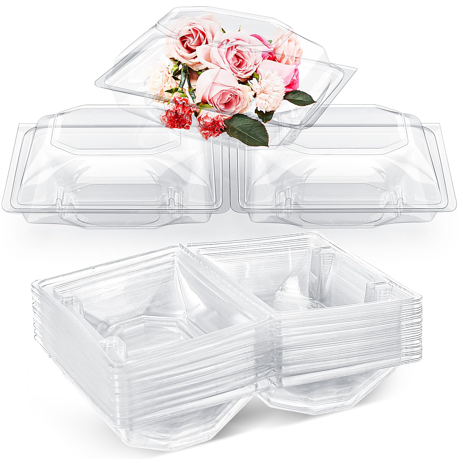 Photo 1 of Funnymoom 30 Pack Clear Plastic Flower Box for Corsage, Boutonniere, Rose, Orchid Prom Wedding Craft Container(7.09 x 5.12 x 3.94 Inches)