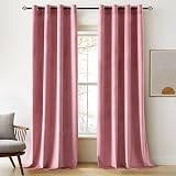 Woaboy Velvet Curtains 46x90 2 Panels Blush Pink Room Darkening 70-85% Blackout